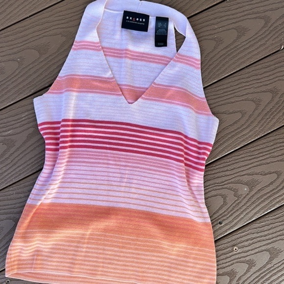 Axcess Pretty pink/orange color fade sweater tank top - Picture 4 of 9